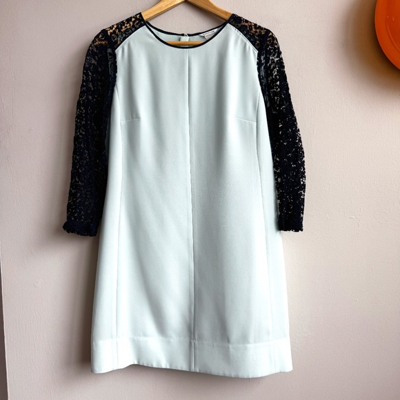 CLUB MONACO Long Sleeve Mint & Navy Mini Dress - Size 8 - Picture 1 of 6